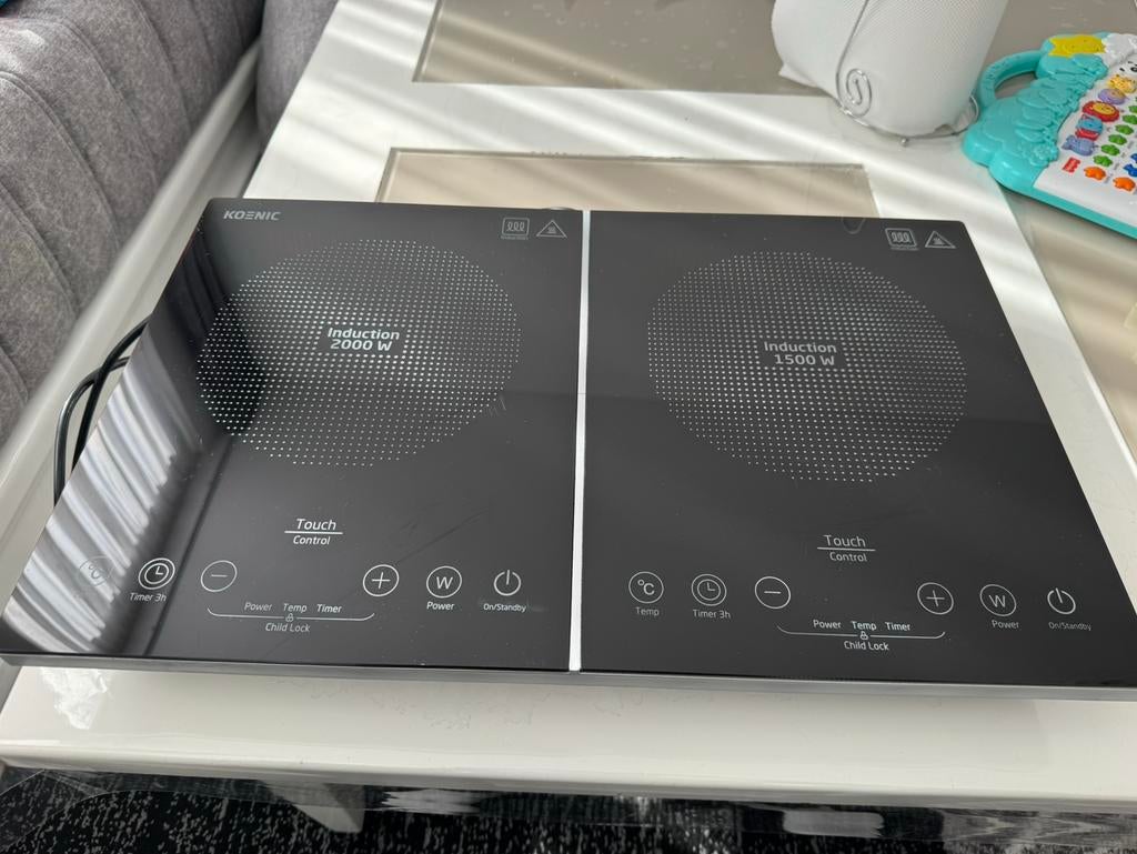 Koenic Inductie Kookplaat - 2 zones - Normale Stekker, Witgoed en Apparatuur, Kookplaten, Ophalen, Gebruikt, 3 kookzones of minder