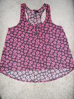 Sportieve top, maat XS, zwart met rode/roze lippen, Kleding | Dames, Ophalen of Verzenden, Zo goed als nieuw, Maat 34 (XS) of kleiner
