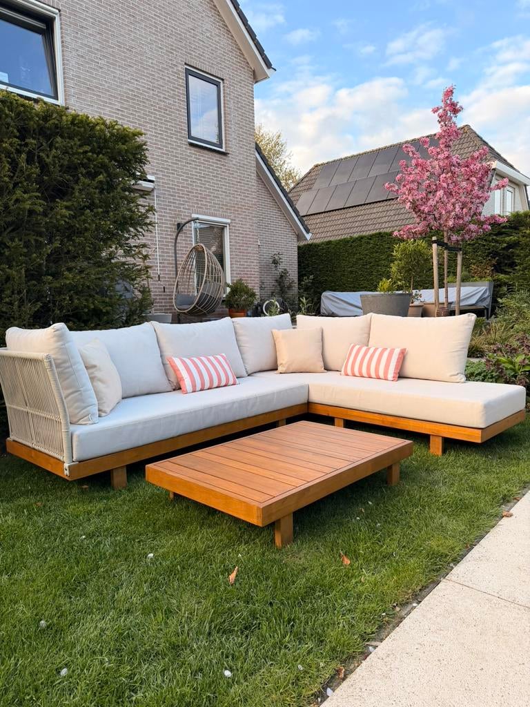 Luxe loungeset met dikke kussen + bezorgoptie, Ophalen of Verzenden, Zo goed als nieuw, Aluminium