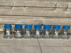 Set van 7 ikea glazen voorraadpotten met blauwe deksels, Glas, Ophalen of Verzenden, Zo goed als nieuw, Voorraadpot