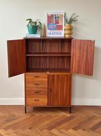 Vintage wandmeubel teak hout metaal lades jaren 50/60/70, Huis en Inrichting, Kasten | Wandmeubels, Ophalen, Gebruikt, 100 tot 150 cm