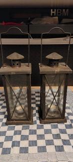 Twee metalen lantaarns, Ophalen of Verzenden