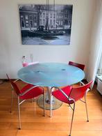 Rolf Benz eettafel met 4 stoelen, Ophalen, Gebruikt, 100 tot 150 cm, Rond