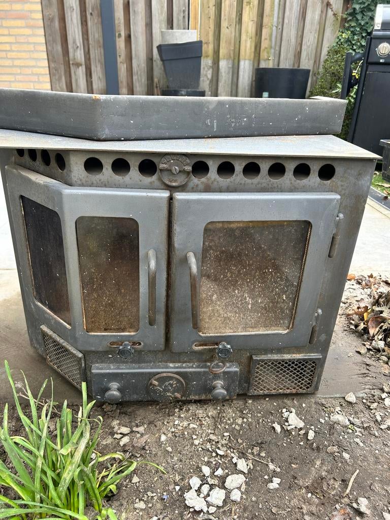 Barbas kachel, Ophalen, Gebruikt, Inbouwhaard, Houthaard