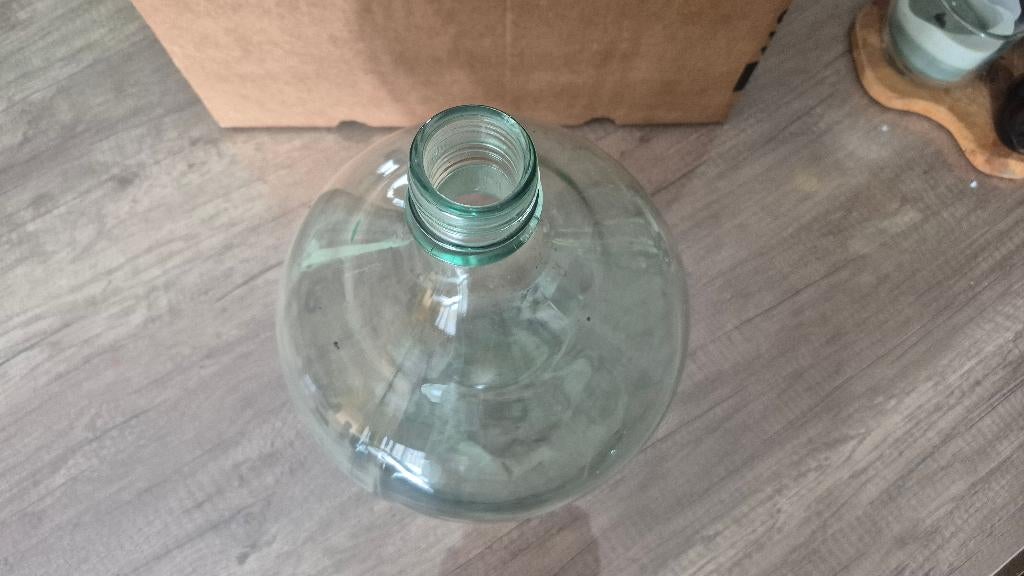 Vintage groen - grijze glazen gistfles (40 cm), Ophalen of Verzenden, Minder dan 50 cm, Groen, Glas