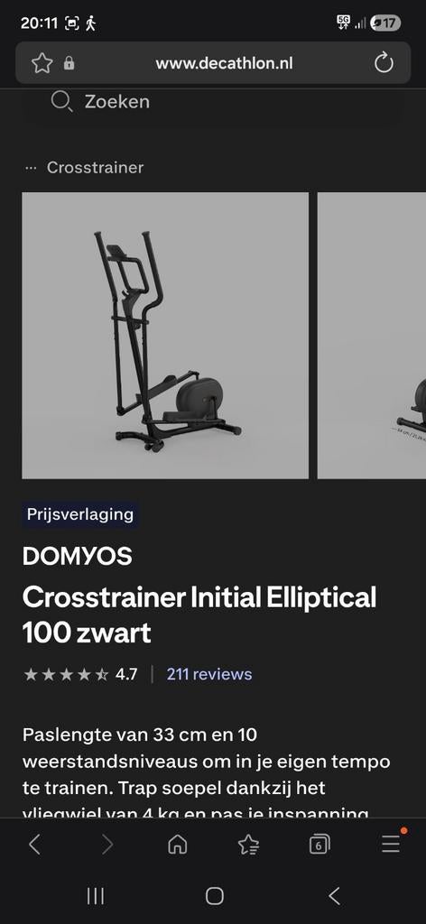 Nieuwe crosstrainer, Ophalen, Benen, Crosstrainer, Nieuw