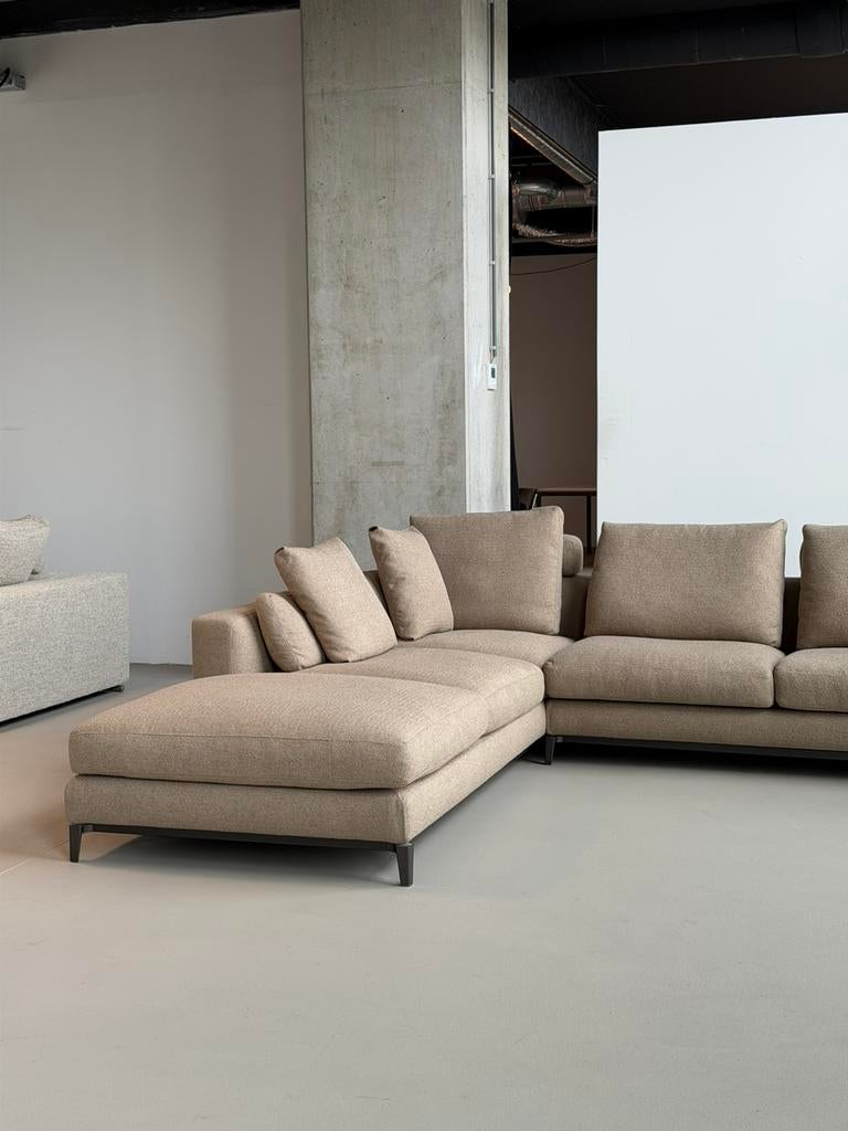 Minotti Andersen Hoekbank | Mocca | NIEUWSTAAT + Garantie, Overige materialen, Hoekbank, 300 cm of meer, Ophalen of Verzenden