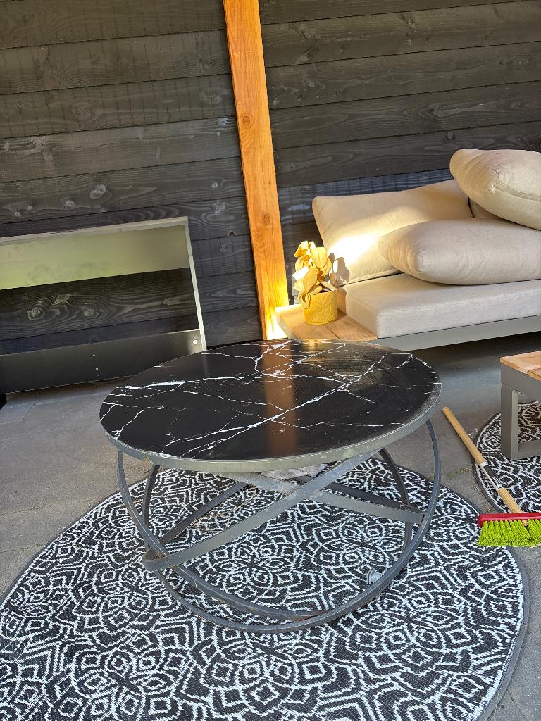 Salontafel voor binnen en buitenterras, Huis en Inrichting, Ophalen, 100 tot 150 cm, 50 tot 100 cm, Glas