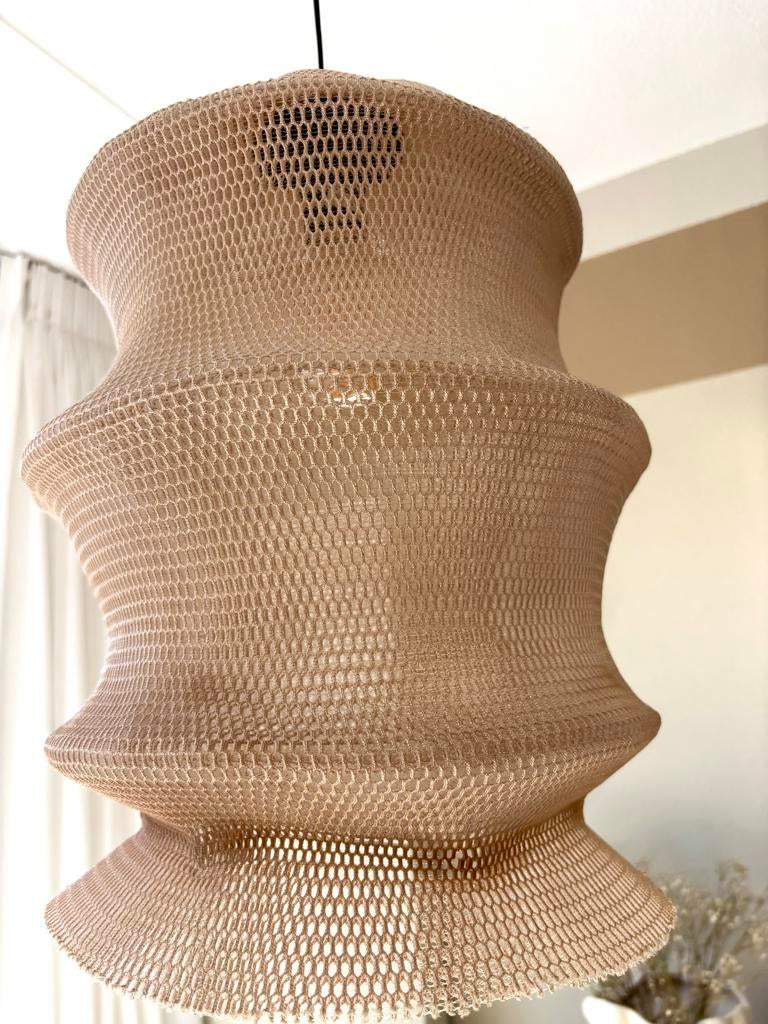 Hanglamp Kwantum - Beige Mesh Design, Ophalen, Zo goed als nieuw, Stof, 50 tot 75 cm