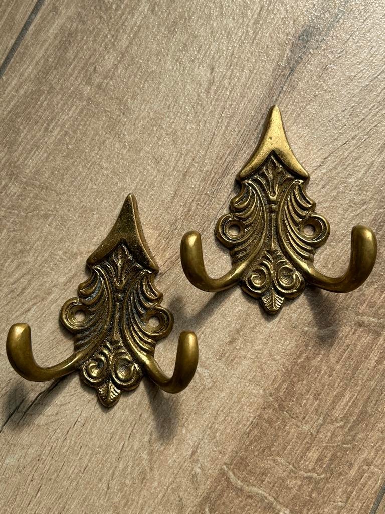 Vintage messing wandhaken, Ophalen of Verzenden