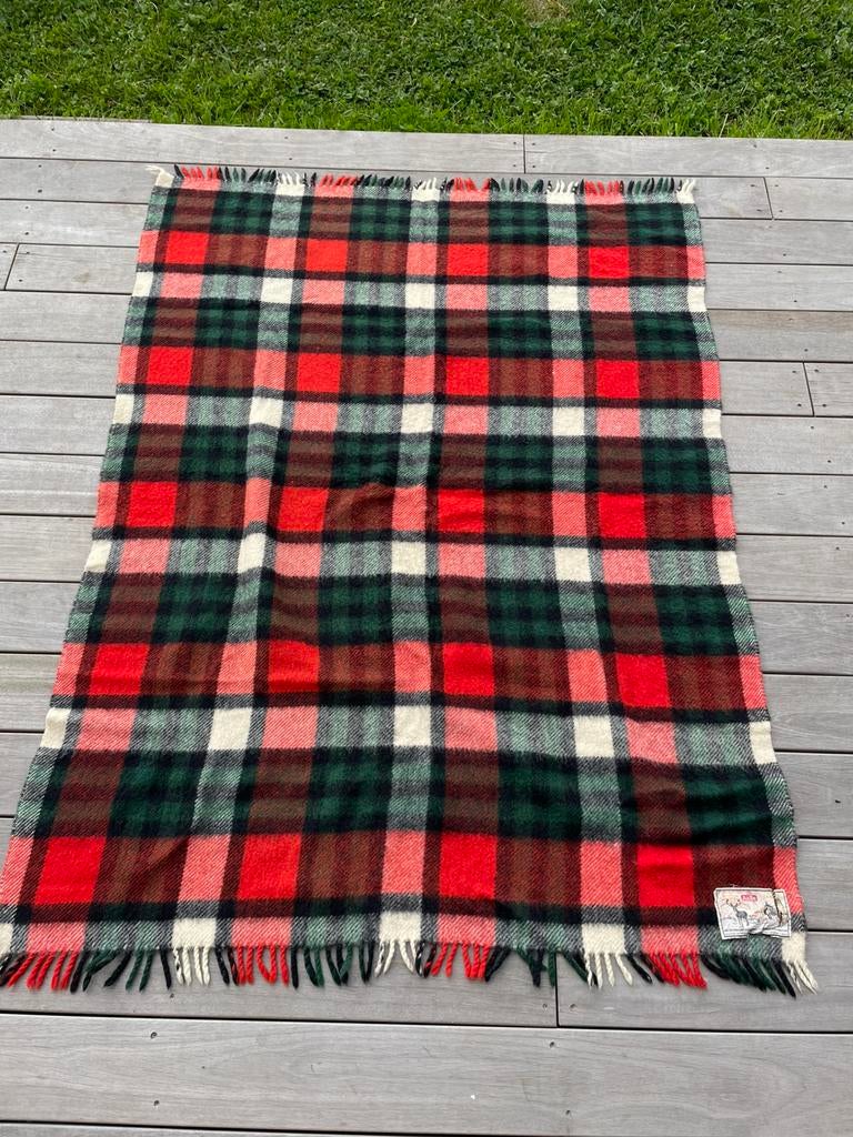 Prachtig vintage geruit wollen deken Aabe 175x130 cm, Huis en Inrichting, Ophalen of Verzenden, Gebruikt
