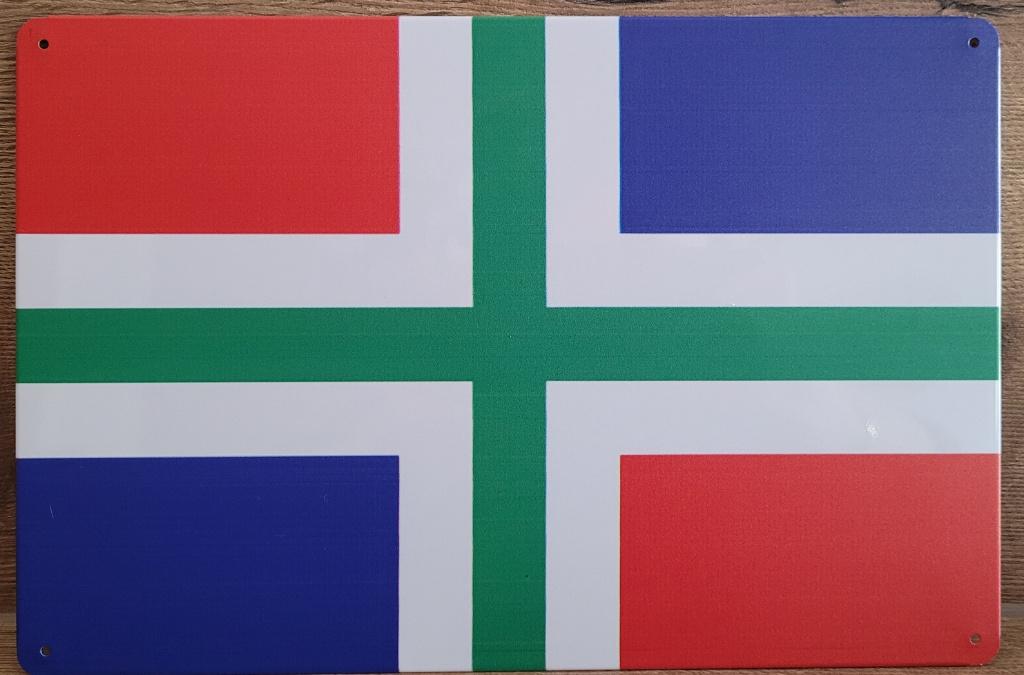 Groningen provincie vlag reclamebord van metaal wandbord, Diversen, Vlaggen en Wimpels, Info@deconoord.nl, Deco Noord, Nieuw, Ophalen of Verzenden