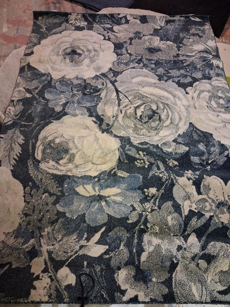 blauwe bloemen vloerkleed, Huis en Inrichting, Stoffering | Tapijten en Kleden, Ophalen, Wit, 150 tot 200 cm, 200 cm of meer