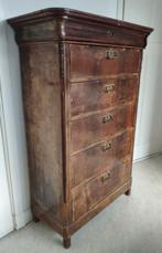 Antieke houten chiffonière ladenkast met een bureau-indeling, Antiek en Kunst, Antiek | Meubels | Kasten, Ophalen