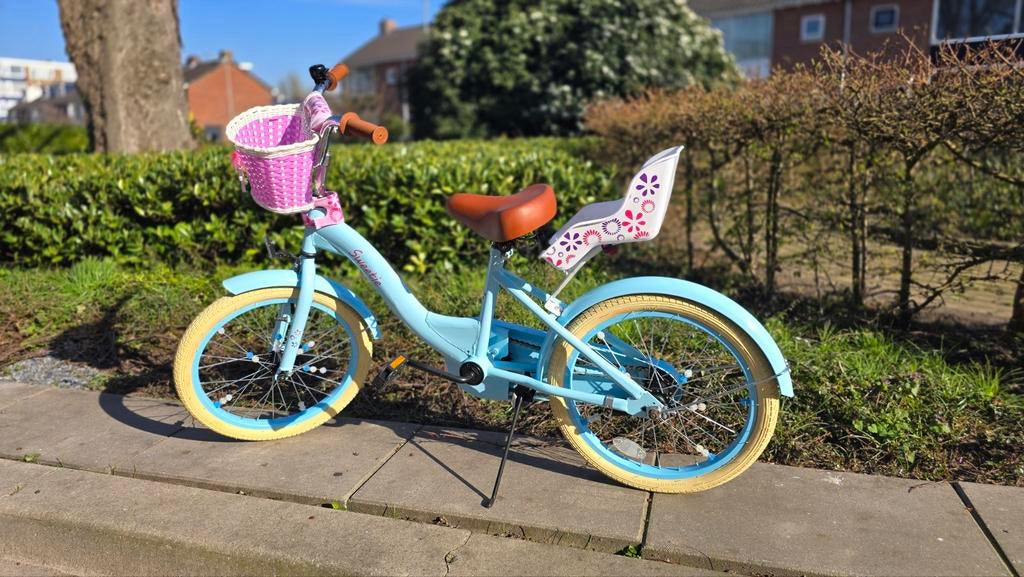 Kinderfiets Sweetie 18 inch met poppenzitje, Fietsen en Brommers, Fietsen | Kinderfietsjes, Ophalen, Gebruikt, 16 tot 20 inch
