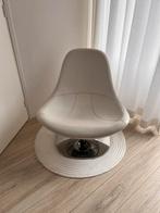Witte lederen draai fauteuil - Modern design, Ophalen, Zo goed als nieuw, Leer, 75 tot 100 cm