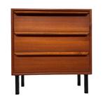 Vintage Deense Ladekast Kastje Jaren 60 Teak Fineer, Gebruikt, Vintage, 50 tot 100 cm, 3 of 4 laden