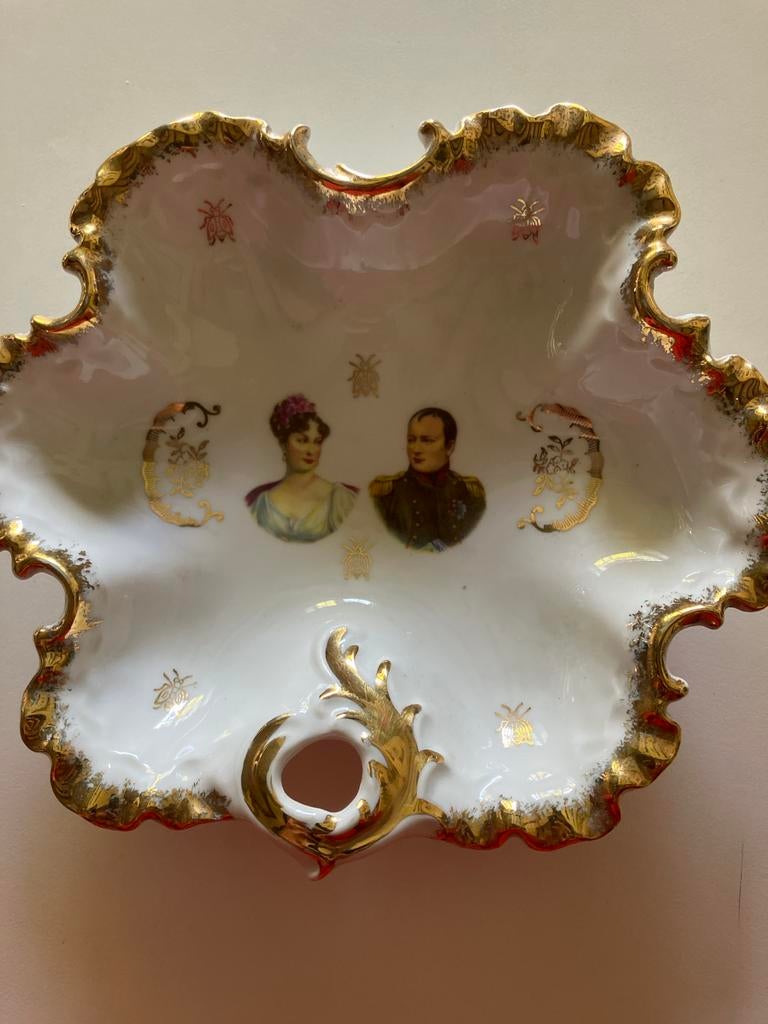 Antieke Porseleinen Schaaltje met Napoleon en Josephine, Ophalen