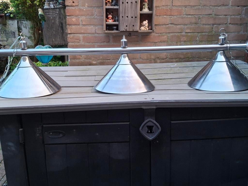 Hanglamp met 3 lampenkappen, Ophalen, Metaal, Minder dan 50 cm