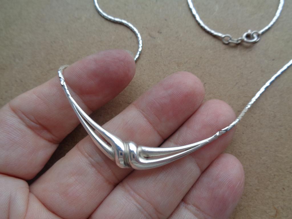 zilveren ketting met mooie vaste hanger [472], Met hanger, Verzenden, Zo goed als nieuw, Zilver