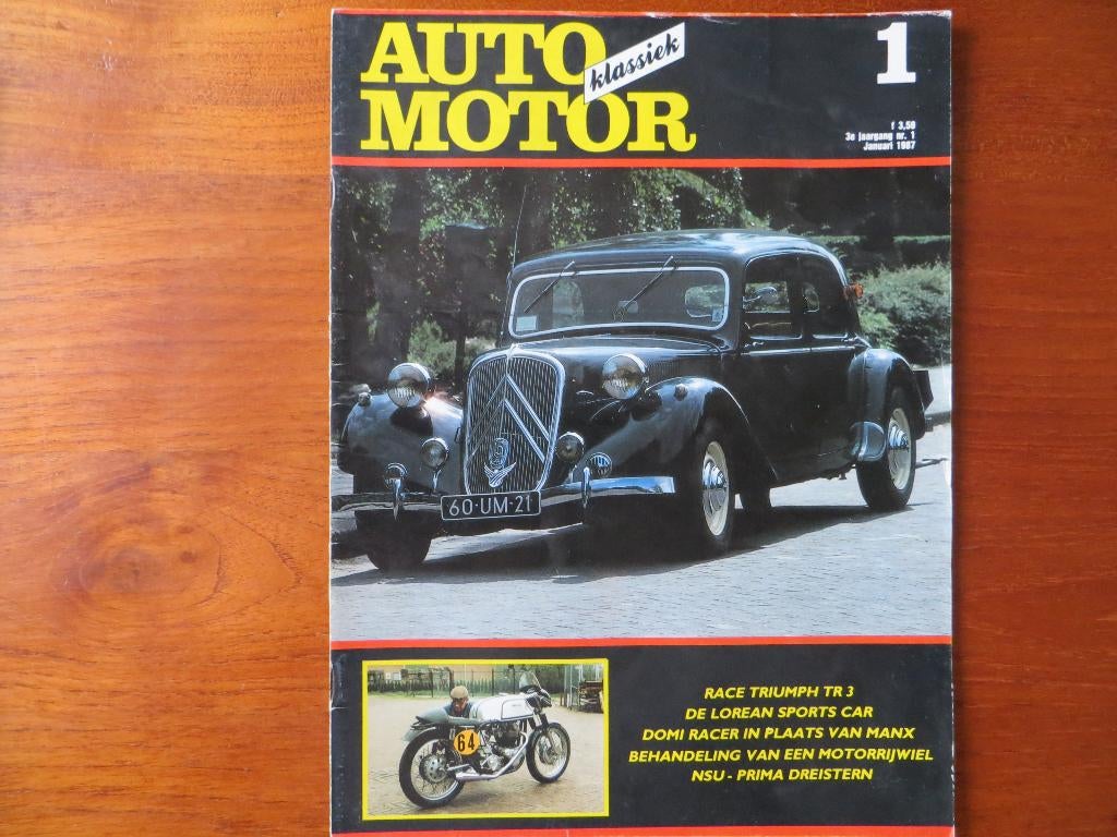 Auto Motor Klassiek 1 1987 race Triumph TR3, DeLorean, NSU, Ophalen of Verzenden, Nieuw, Citroën