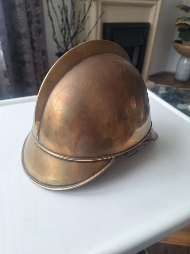 Antieke Duitse Brandweerhelm - Messing, Ophalen of Verzenden
