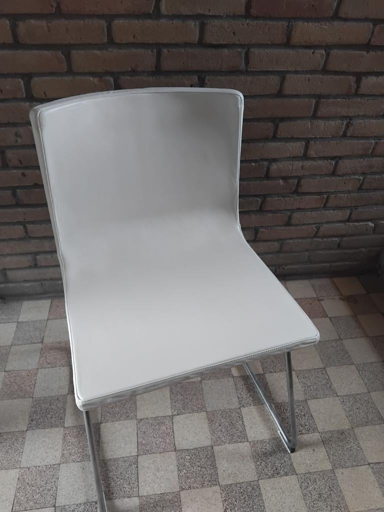 4x ikea bernhard stoelen witte leren stoel chroom onderstel, Ophalen of Verzenden, Gebruikt, Wit, Vier