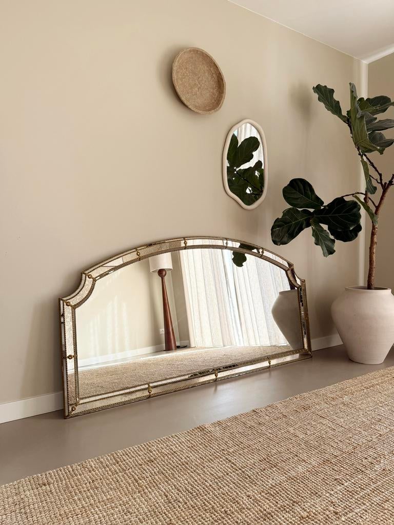Vintage XL Spaanse trapezium spiegel, Huis en Inrichting, Woonaccessoires | Spiegels, Ophalen, Zo goed als nieuw, Rechthoekig