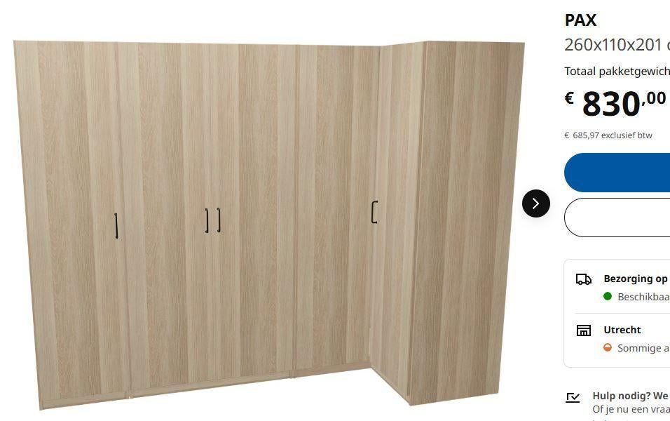 IKEA PAX kledingkast (260-110)x58x201cm, Bezorg-/montage, Met deur(en), IKEA PAX, Gebruikt, 200 cm of meer