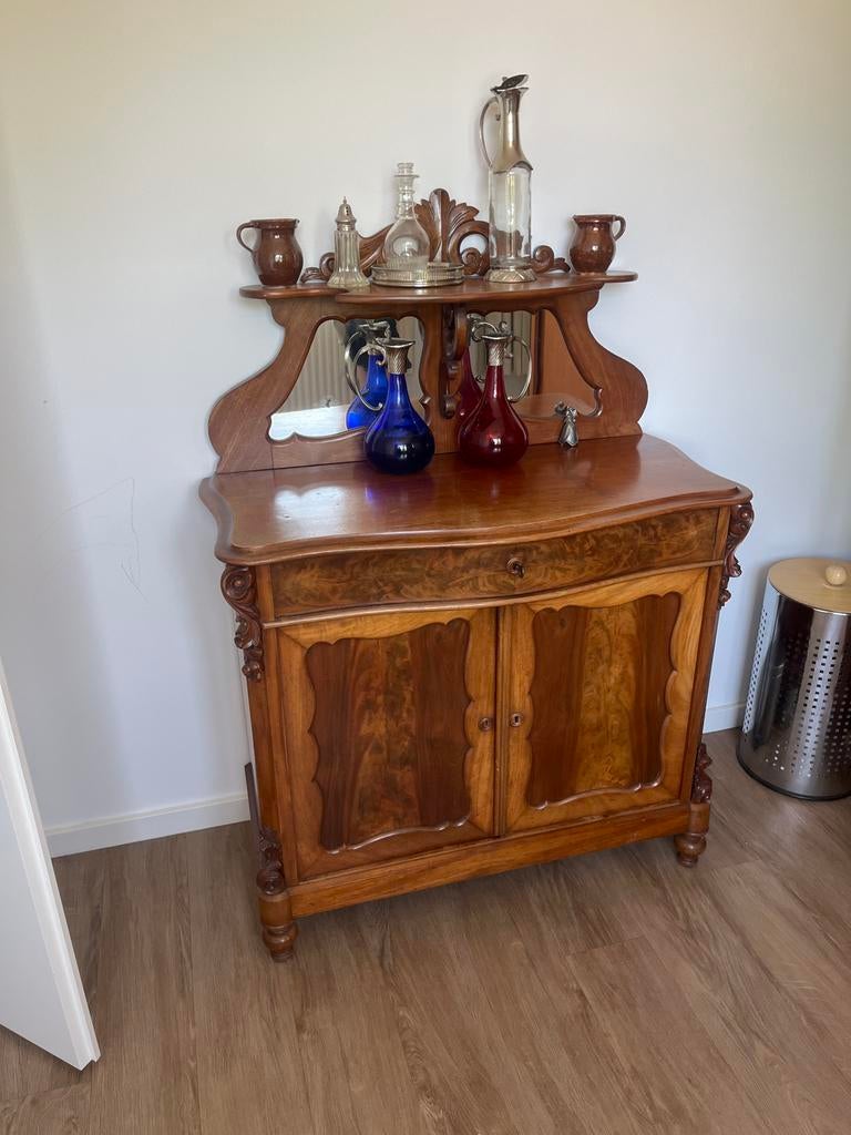 Antieke Kast met Spiegelopbouw - 105 cm breed, Ophalen