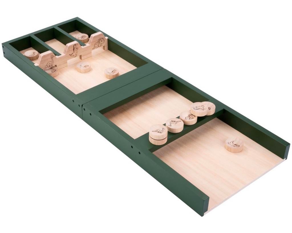 Sjoelbord Shuffleboard Spel Dino - Houten Gezelschapsspel, Dorpsweg Spankeren, Een of twee spelers, Spelendehollander, Info@spelendehollander.nl