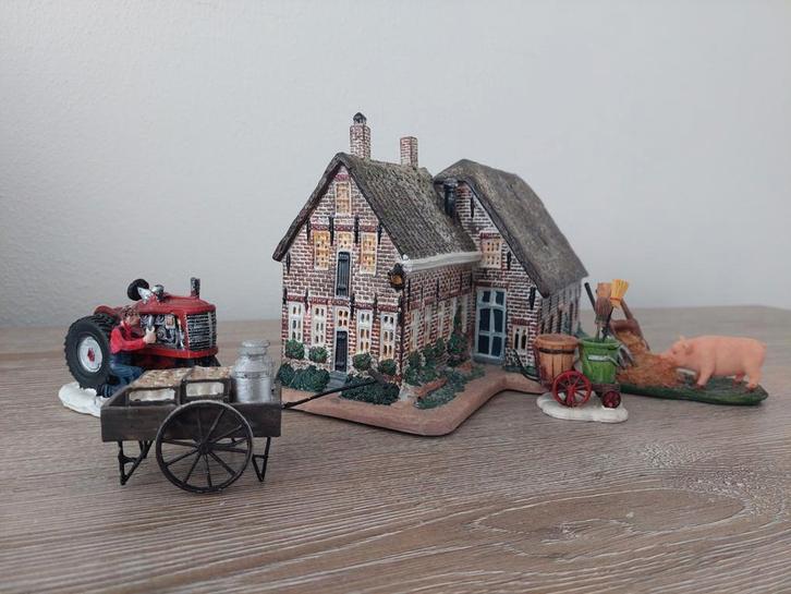 Kerstdorp: Boerderijtafereel met tractor en figuren, Diversen, Kerst, Zo goed als nieuw, Ophalen of Verzenden