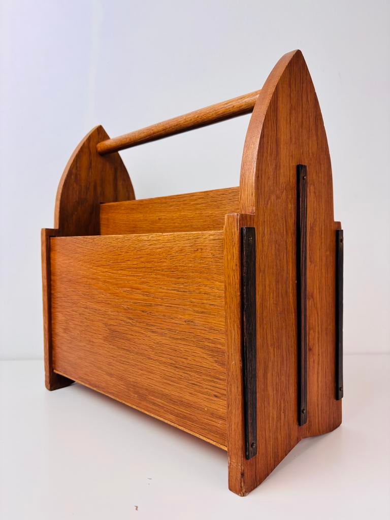 Antieke origineel Amsterdamse school tijdschriftenrek 1920, Huis en Inrichting, Woonaccessoires | Krantenbakken en Lectuurbakken