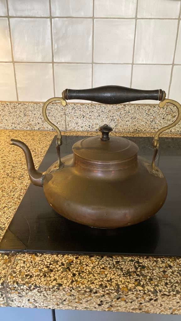 Antiek koperen theepot - ketel, Antiek en Kunst, Ophalen of Verzenden, Koper