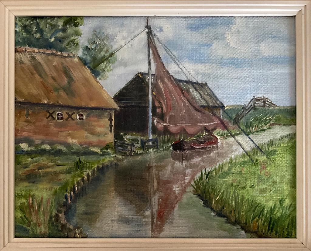 Mooi Schilderij op linnen geschilderd in goede staat!, Ophalen of Verzenden