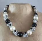 zwart witte kralen ketting, Sieraden, Tassen en Uiterlijk, Kettingen, Ophalen of Verzenden, Gebruikt, Zwart, Zilver