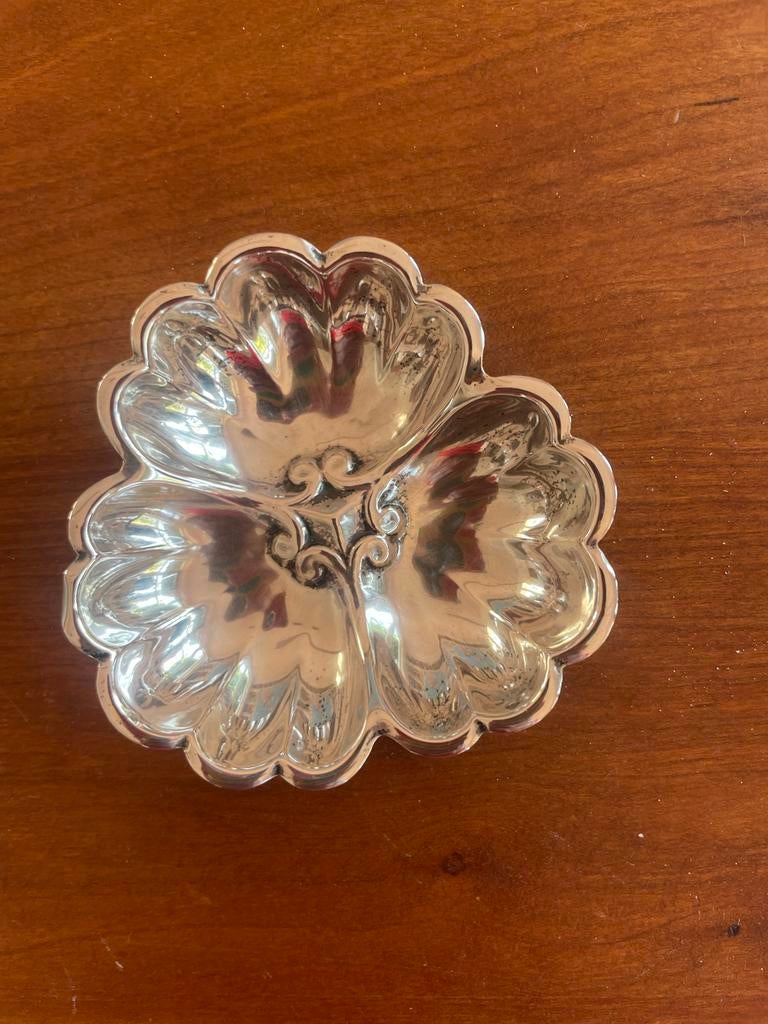 Sterling zilveren bonbonschaaltje, klaverblad vorm, Ophalen of Verzenden, Zilver