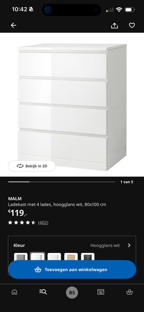 Malm kast, Huis en Inrichting, Kasten | Kledingkasten, Ophalen, 50 tot 100 cm, Zo goed als nieuw, Minder dan 100 cm