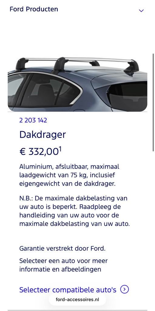 Dakdragers Ford Focus >2017, Auto diversen, Dakdragers, Nieuw, Ophalen of Verzenden