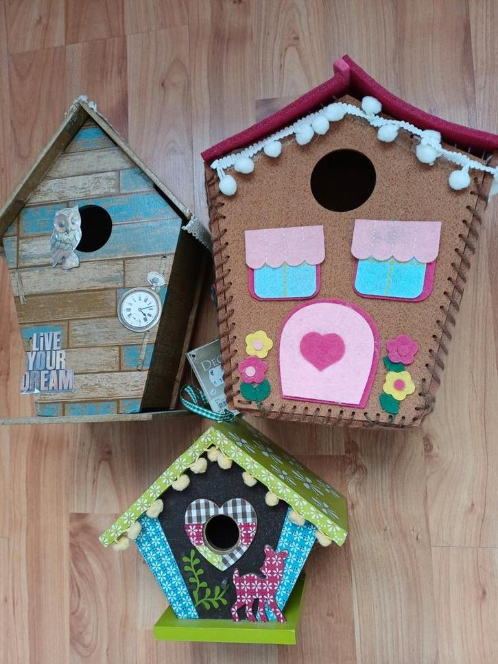 Decoratieve vogelhuisjes - set van 3, Tuin en Terras, Vogelhuisjes en Vogelbaden, Gebruikt, Ophalen of Verzenden