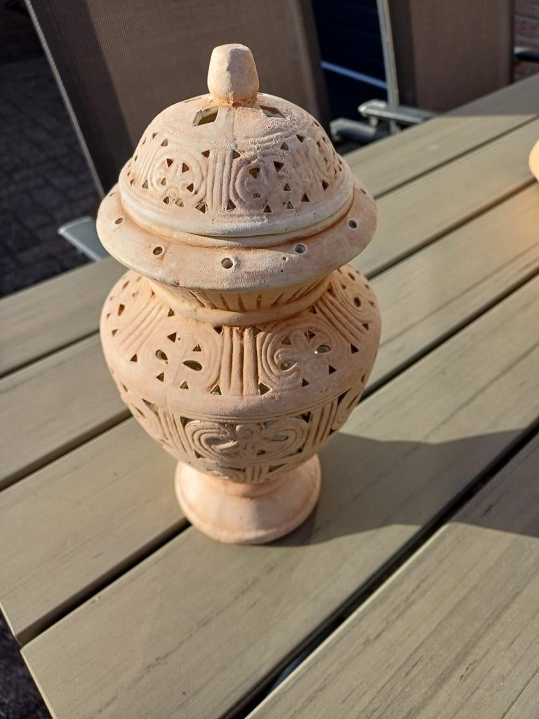 Mooi Marokkaanse terracotta tafellantaarn, Ophalen of Verzenden, Minder dan 50 cm