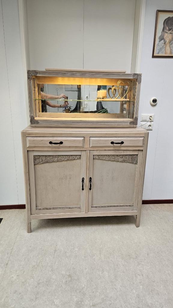 Vitrinekast/ servieskast, Huis en Inrichting, Kasten | Vitrinekasten, Zo goed als nieuw, 150 tot 200 cm, 50 tot 100 cm, 25 tot 50 cm