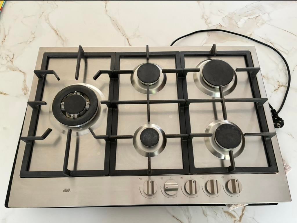ETNA/ATAG RVS gaskookplaat krachtige 11 kW topserie (75 cm), Ophalen, Zo goed als nieuw, Inbouw, Gas