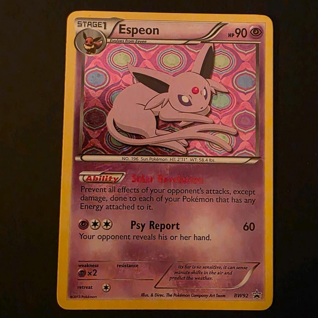 Espeon - BW92 - Promo, Hobby en Vrije tijd, Verzamelkaartspellen | Pokémon, Ophalen of Verzenden, Zo goed als nieuw, Losse kaart