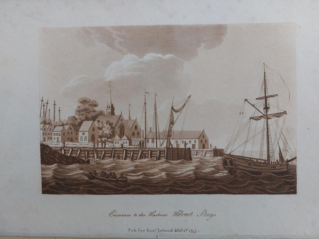 38 / Ingang van de haven van Hellevoetsluis, Antiek en Kunst, Kunst | Etsen en Gravures, Ophalen of Verzenden