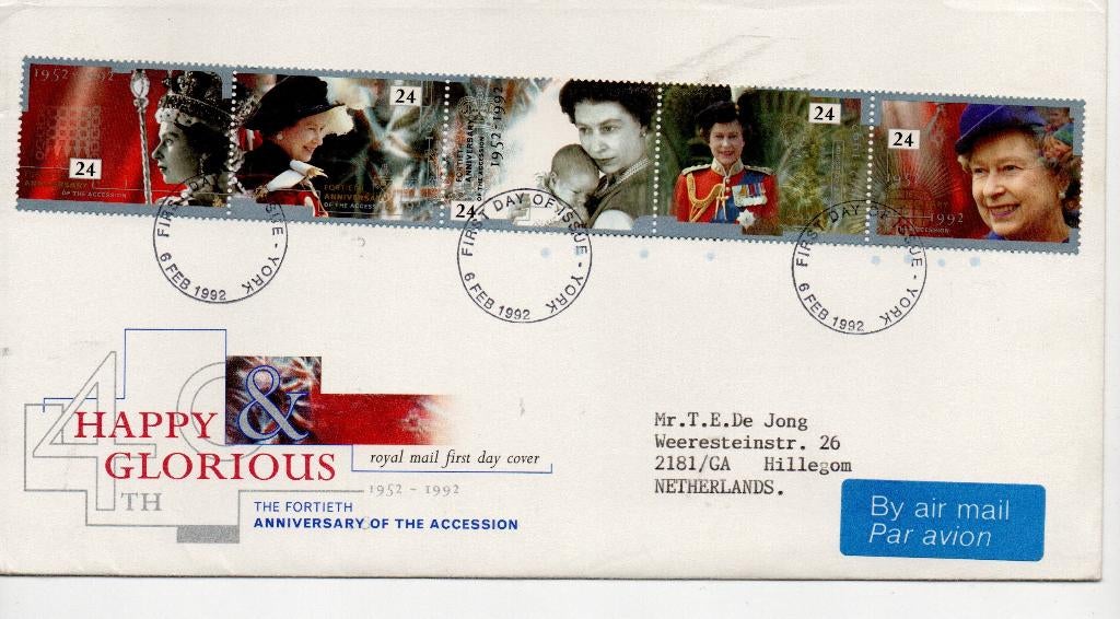 U.K. Engeland.  Poststuk FDC met mi. 1387 -1392 (Strip), Postzegels en Munten, Postzegels | Eerstedagenveloppen, Verzenden, Beschreven
