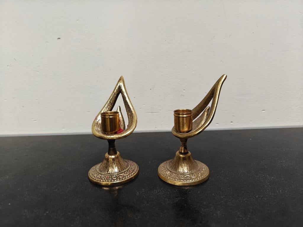 2 koperen kandelaars, Ophalen of Verzenden, Koper of Brons