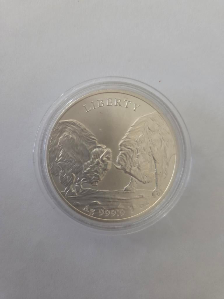 Prachtige 1 Oz Zilveren Munt - Indian Head & Buffalo - .999, Postzegels en Munten, Munten | Europa | Euromunten, Zilver, Overige landen