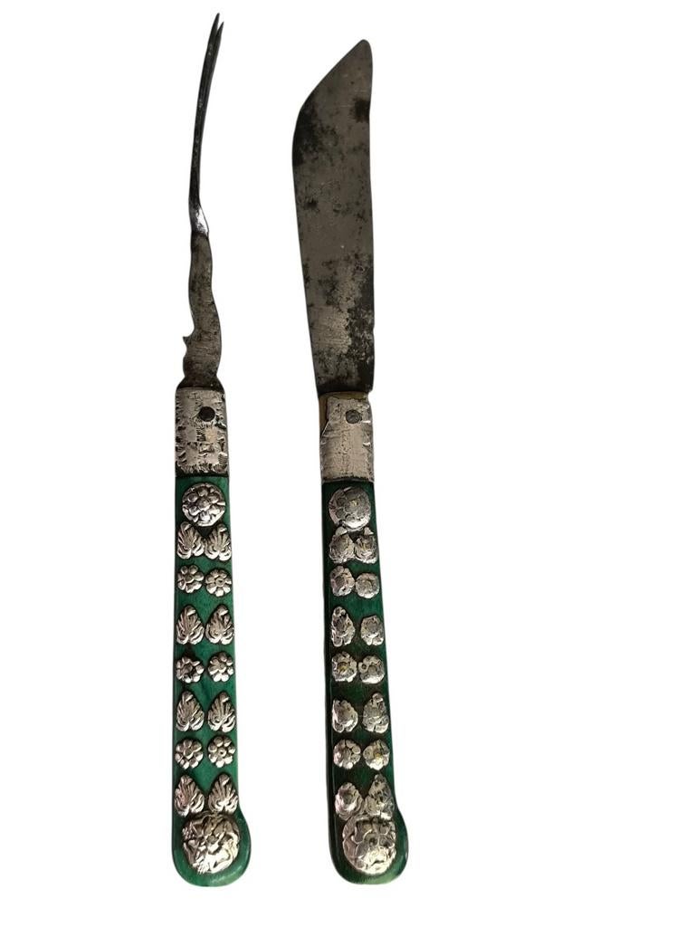 Antiek opvouwbaar bestek 18e eeuw met zilver, Ophalen of Verzenden