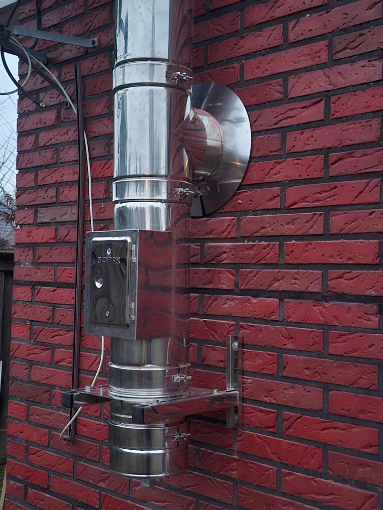 Rvs Dubbelwandig T stuk 50 cm met Deurtje kachelpijp 150mm, Ophalen, Afvoer, 6 meter of meer, Zo goed als nieuw